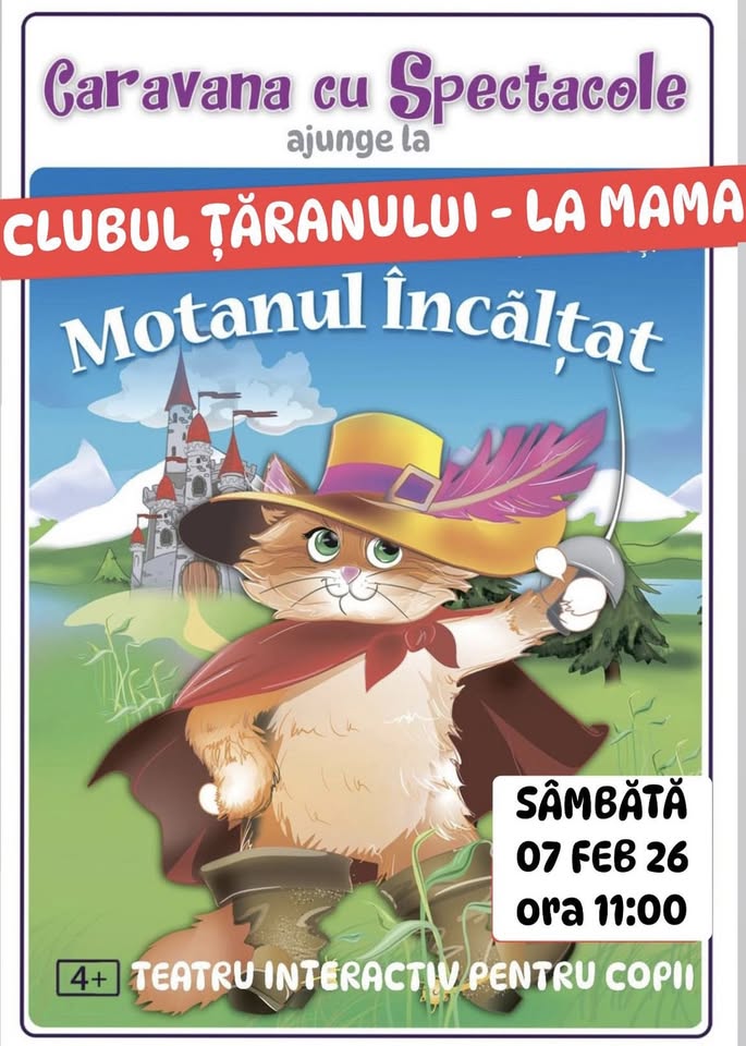 Motanul încălțat – teatru interactiv pentru copii @ Clubul Țăranului – La Mama (MȚR)