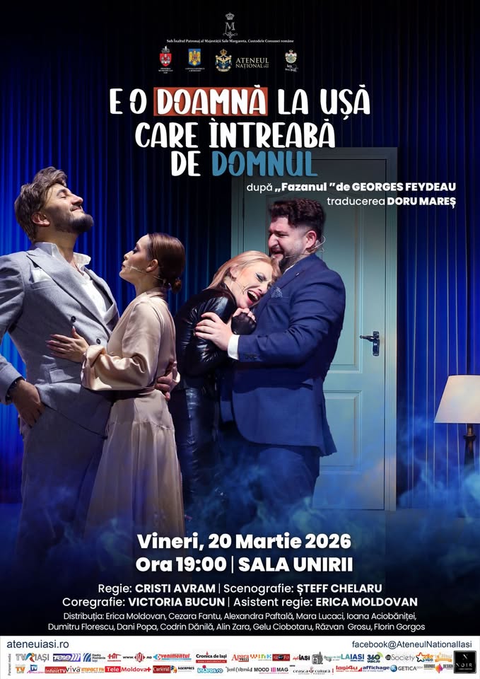 E o doamnă la ușă care întreabă de domnul