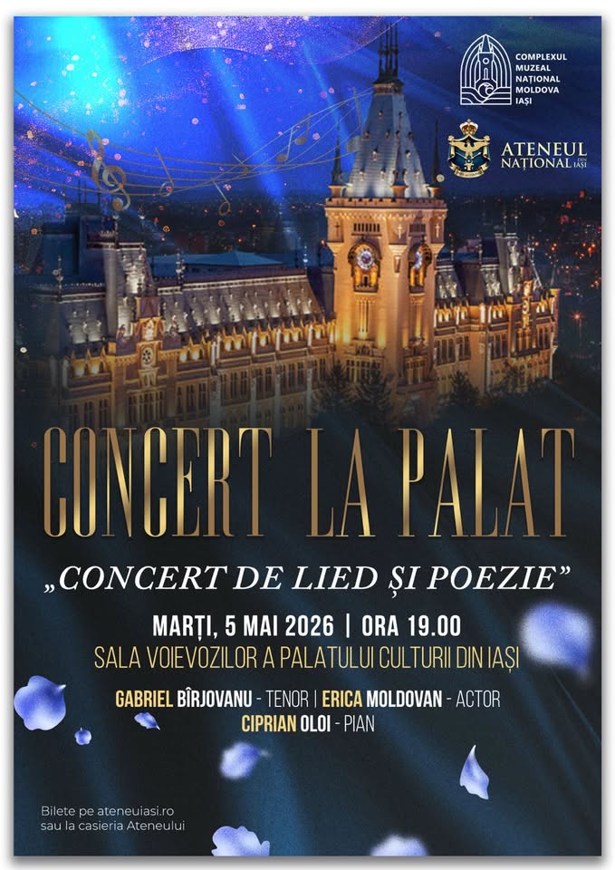 Concert la Palat | Concert de lied și poezie | Gabriel Bîrjovanu, Erica Moldovan și Ciprian Oloi
