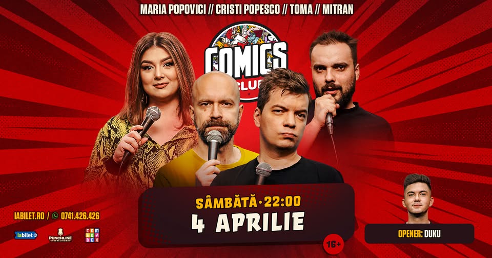 Stand-up Comedy cu Toma, Popesco, Andrei Ciobanu și Mitran la Comics Club