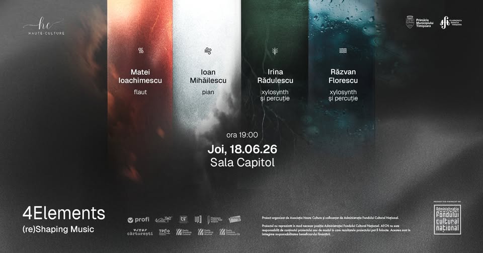 4ELEMENTS: (re)Shaping Music | Recital de flaut, pian și percuție