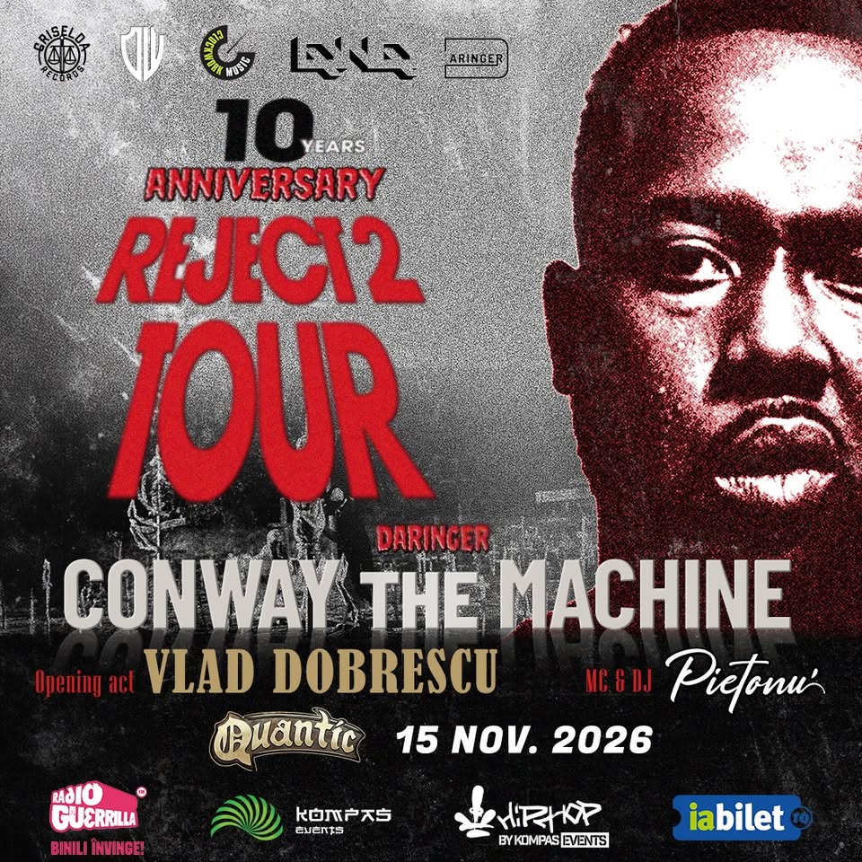🎤 CONWAY THE MACHINE revine la București cu „10 Years Reject 2 Tour”