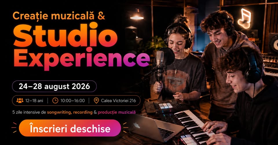Creație muzicală & Studio Experience – 24-28 August 2026 – Copii 12-18 ani