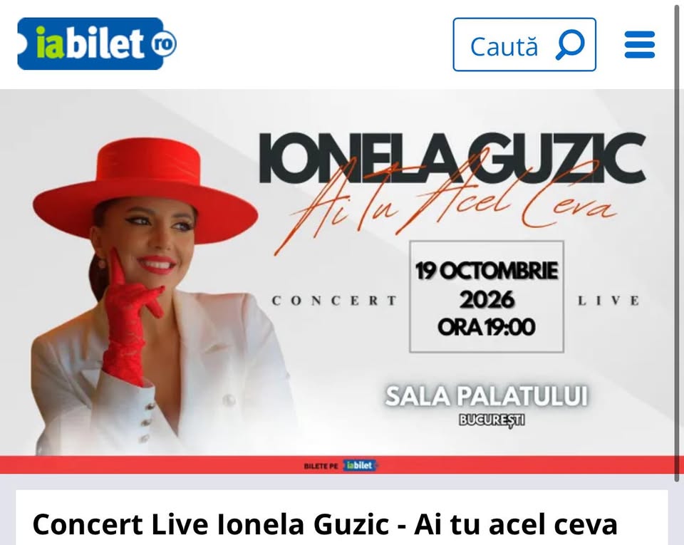 Ionela Guzic concert LIVE Sala Palatului, București, 19 Octombrie 2026