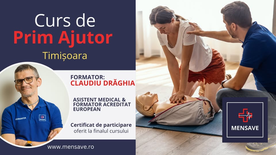 Curs de prim ajutor de BAZĂ la Timișoara cu MENSAVE