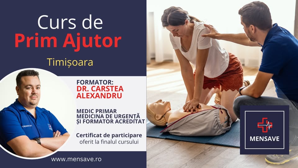 Curs de prim ajutor de BAZĂ la Timișoara cu MENSAVE